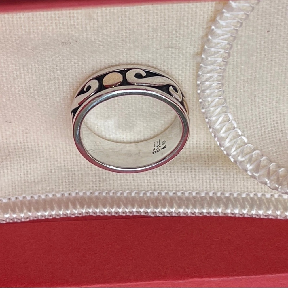 James Avery Retired 14k yellow gold dot sterling silver swirl ring - Picture 2 of 5
